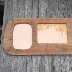 ポストカードが入る♪二つ窓の額縁　廃材使用でレトロ感あり。　カード、写真、押し花などお好みのシートを飾って楽しんで。 5枚目の画像