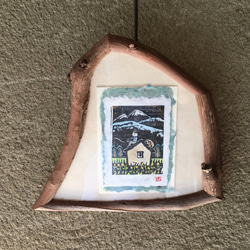 手刷り木版画グリーティングカード「夜の調べ」　和紙に手刷り手彩色の原画を貼った二つ折のカードです。　額縁は別売り 7枚目の画像