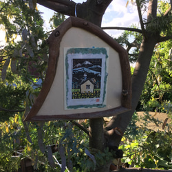 手刷り木版画グリーティングカード「夜の調べ」　和紙に手刷り手彩色の原画を貼った二つ折のカードです。　額縁は別売り 8枚目の画像