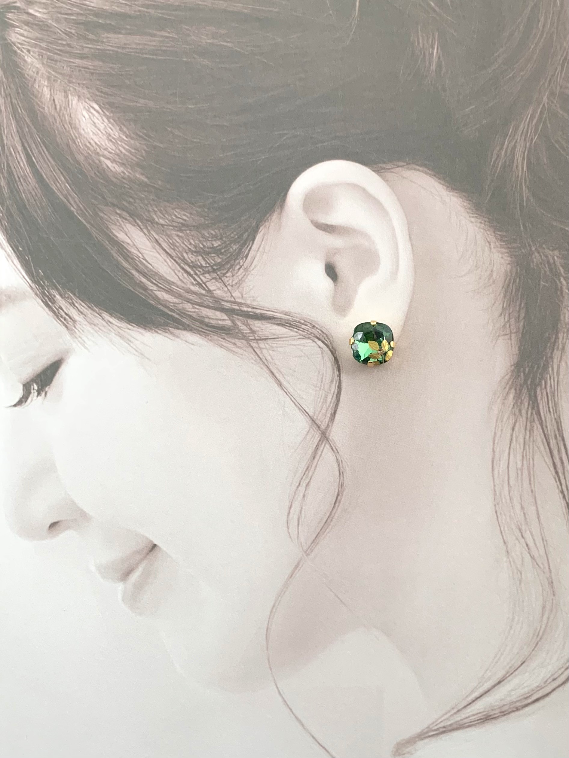 クリスタルリーフピアス/グリーン