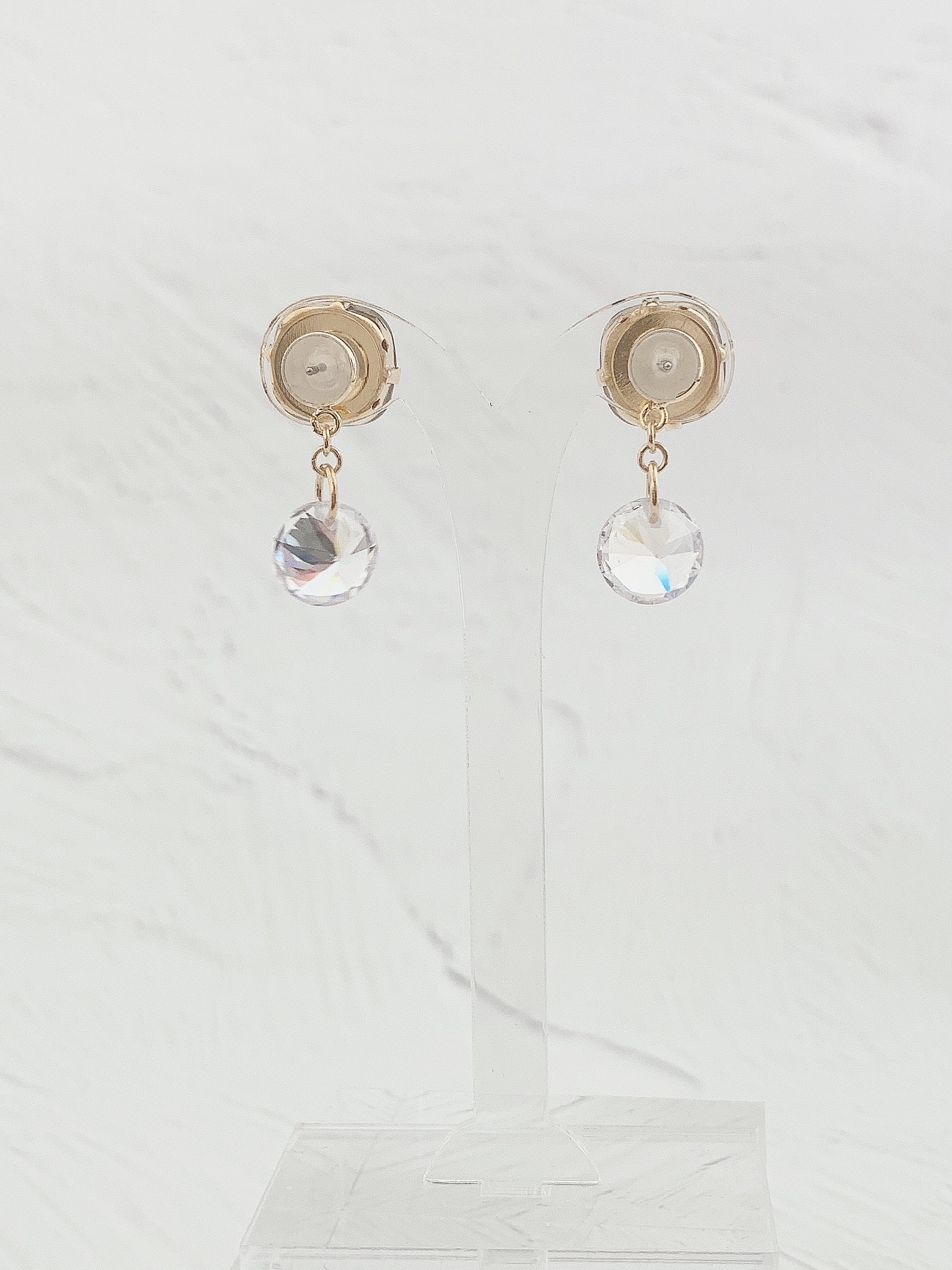 クリスタルリーフピアス/グレージュ