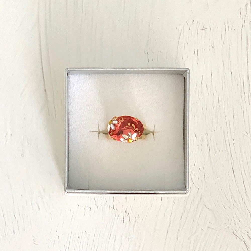 クリスタルフラワーリング／オレンジ