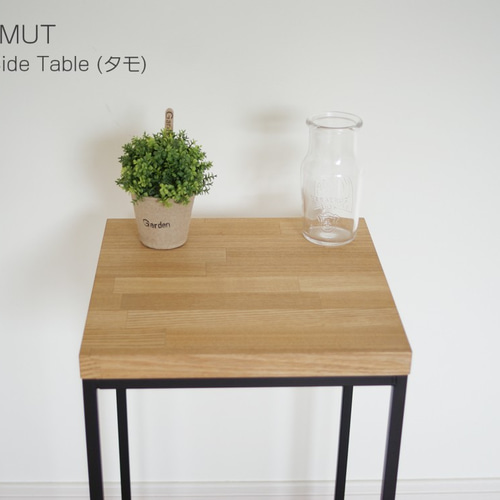 リノリウム×オーク×タモ カフェテーブル サイドテーブル ハンドメイド