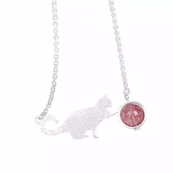 925純銀製のネックレス天然水晶猫 1枚目の画像