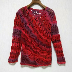 かぎ針編みの長袖プルオーバー 3枚目の画像