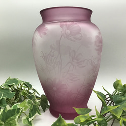 「花器　コスモス」　花瓶　サンドブラスト　ピンク 2枚目の画像