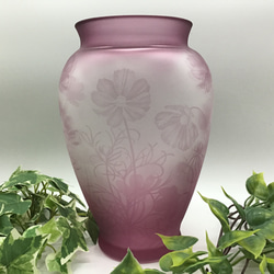 「花器　コスモス」　花瓶　サンドブラスト　ピンク 3枚目の画像
