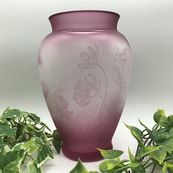 「花器　コスモス」　花瓶　サンドブラスト　ピンク 6枚目の画像