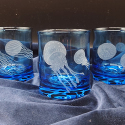 再販「タコクラゲ」 サンドブラスト ブルー ロックグラス 11枚目の画像