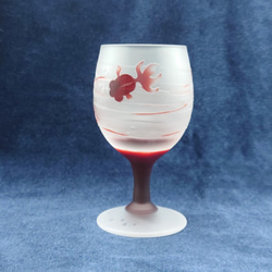 「金魚①」　 サンドブラスト 赤 ミニワイン 2枚目の画像