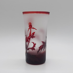 「あざみ」　 サンドブラスト 赤 ひとくちビール 2枚目の画像