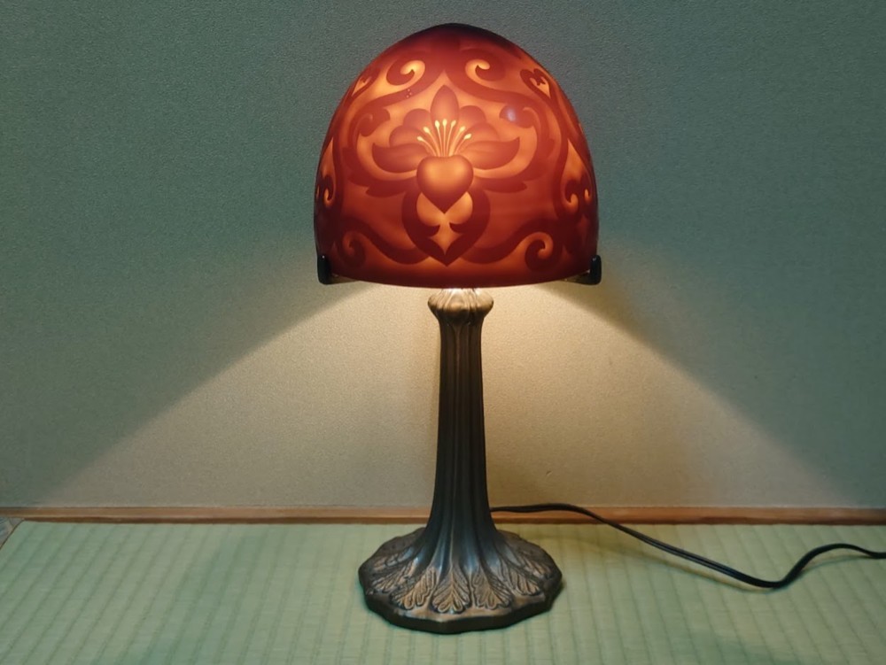 「デザイン花」 サンドブラスト　スタンドランプ