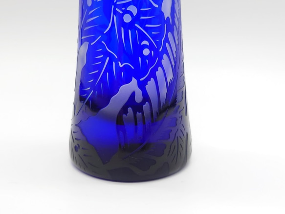 「芭蕉の葉」　一輪挿し　花瓶　サンドブラスト　瑠璃色 5枚目の画像