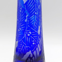 「芭蕉の葉」　一輪挿し　花瓶　サンドブラスト　瑠璃色 6枚目の画像