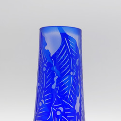 「芭蕉の葉」　一輪挿し　花瓶　サンドブラスト　瑠璃色 7枚目の画像