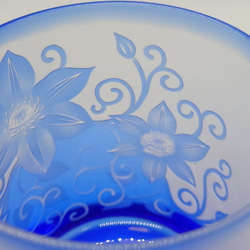 「鉄線唐草」 ロックグラス　サンドブラスト　青藍 7枚目の画像