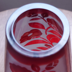 「椿咲く」　花器　花瓶　サンドブラスト　赤 5枚目の画像