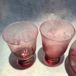 【sold out】「八重桜」とっくり&ぐいのみセット サンドブラスト ピンク 3枚目の画像
