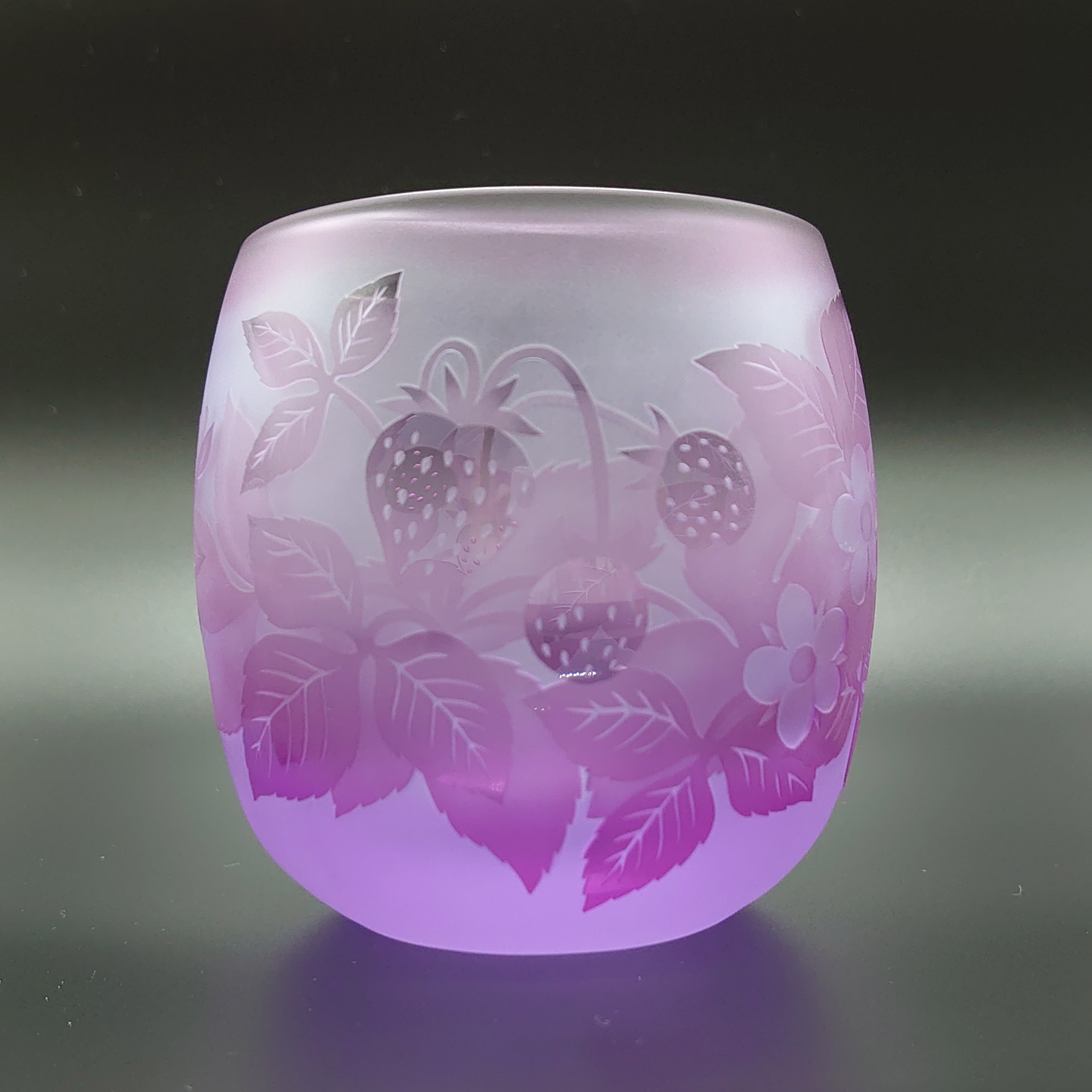 「いちご」 丸オールドグラス サンドブラスト