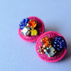 &lt;Stella ~俏皮星星~&gt;刺繡耳環“Jewel Jewel/Candy”★長柱/可更換以適應過敏 第1張的照片