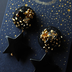 &lt;titi ~Nandemonai Hino Earrings~&gt; 刺繡耳環“Starry Night”/防過敏多變 第2張的照片