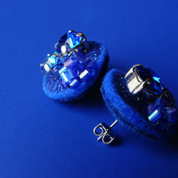 &lt;Stella ～俏皮的星星～&gt;刺繡耳環「Jewel Jewel/Blue Night」★長柱/可取代以適應過敏 第4張的照片