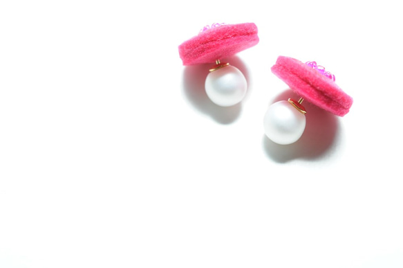 &lt;斯特拉 - 一個俏皮的明星 - &gt;刺繡耳環ブ九重葛ピンク粉紅色◎2路★長貼·過敏對應多變 第3張的照片