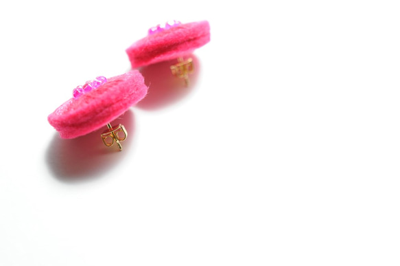 &lt;斯特拉 - 一個俏皮的明星 - &gt;刺繡耳環ブ九重葛ピンク粉紅色◎2路★長貼·過敏對應多變 第4張的照片