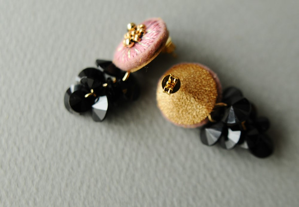 &lt;Titi ~ Nandemonai Hino 耳環 ~&gt; 刺繡耳環 ◎ Dahlia ❁ Vintage Pink 第3張的照片