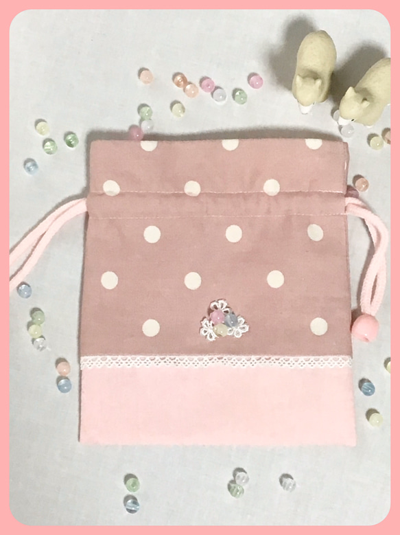 コップ袋　巾着　ピンク　入園入学準備❣️ 2枚目の画像