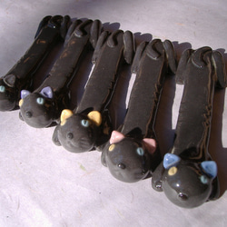 黒猫ナイフ＆フォーク＆スプーン置き（５個組） 1枚目の画像