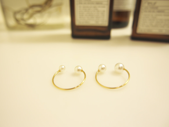 【*TY*】14kgf Twin Pearl Ring mini 5枚目の画像