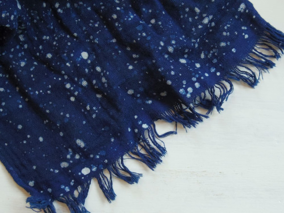 【即納品】藍染　タオルマフラー　星空 5枚目の画像