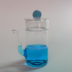 ガラスの醤油差し。液ダレしないすごい一品。醤油差しの決定版。ツマミ青　高さ110mm 　ミニ汁次ブルーL(SPM-05) 4枚目の画像
