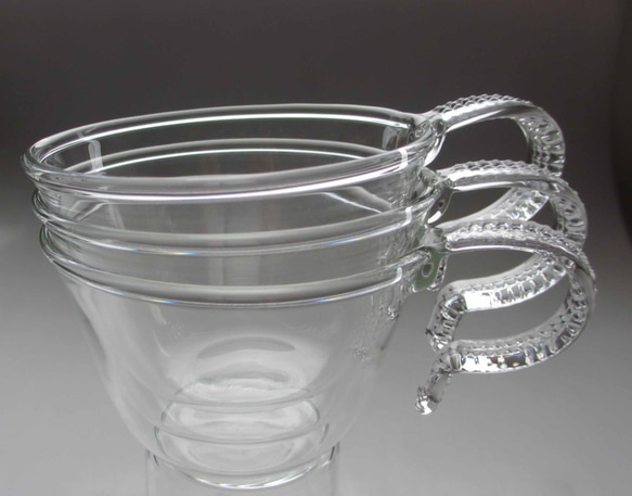 耐熱ガラス　ティーカップ。コーヒーカップ。重ねて収納。熱い物もつけたい物もＯＫ！STC-1　スタックカップ 2枚目の画像