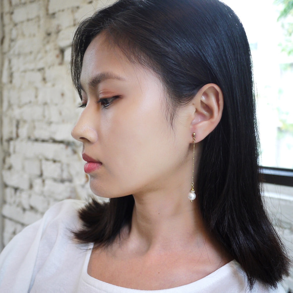 Reve 黃銅耳環 珍珠 水鑽 夾式 可改夾式 第4張的照片