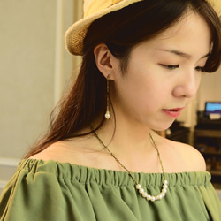 Reve 黃銅耳環 珍珠 水鑽 夾式 可改夾式 第5張的照片