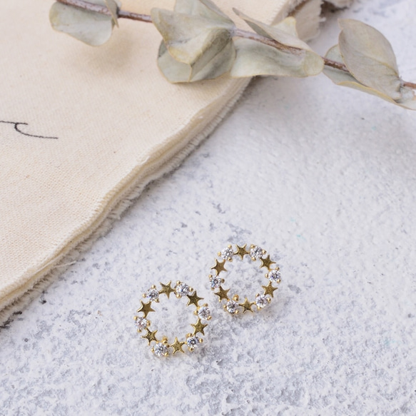 Reve 黃銅耳環 鋯石 夾式 可改夾式 星星 第1張的照片