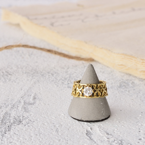 Reve 黃銅戒指 鋯石 鍊戒 復古 第1張的照片