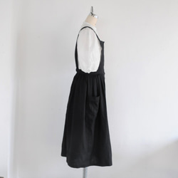 【SALE】ファームエプロンスカート　リネン　ブラック 5枚目の画像
