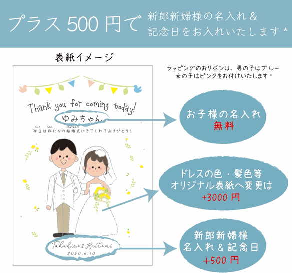 【名入れ】セミオーダーメイド結婚式子供用席札塗り絵#42子供用引き出物 2枚目の画像