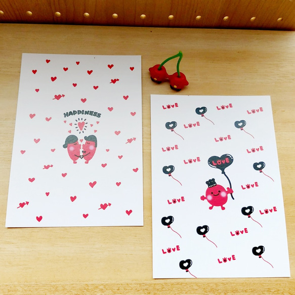 愛の落書きポストカードの告白でいっぱいバレンタインデースペシャルウェーブアートの2つのオプションのエンベロープセット 1枚目の画像