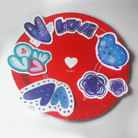 普普風 藍塗鴉貼紙 禮物貼限量設計小禮物 愛心 情人節 手繪款 第1張的照片
