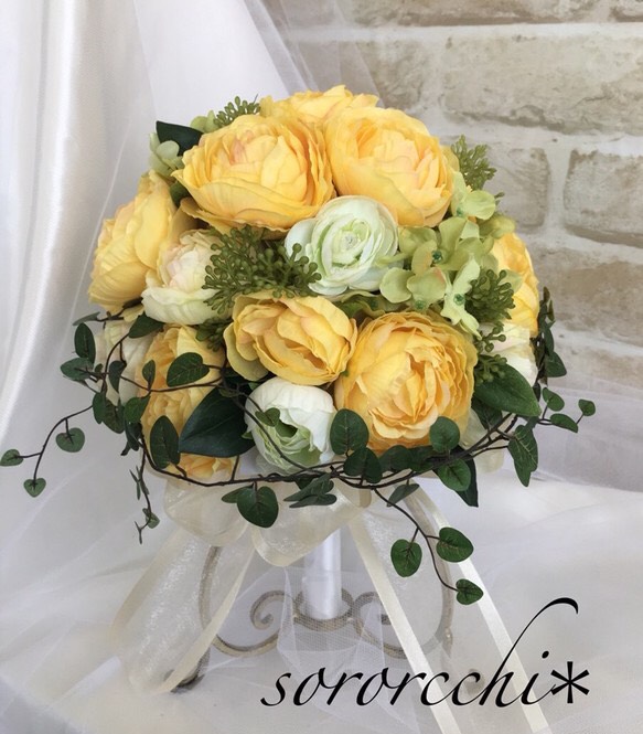 ウエディングブーケ&ブートニア #ラナンキュラス・ワイヤー