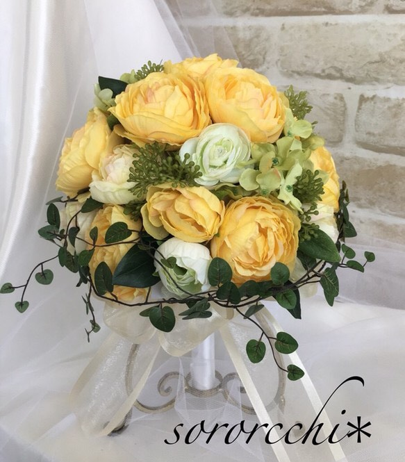 ウエディングブーケ&ブートニア #ラナンキュラス・ワイヤー