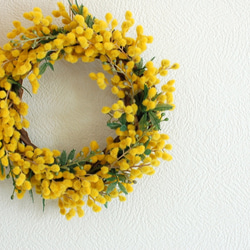 幸せのお月様＊ミモザ三日月リース＊ミモザムーンリース
