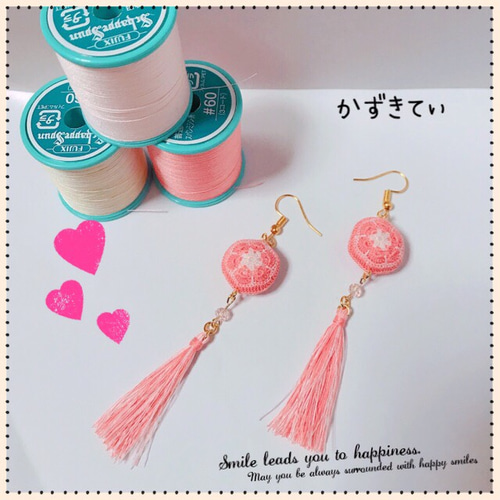 ミシン糸のタッセルピアス(配色オーダー) ピアス（フック