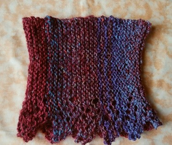 　（敬老の日のプレゼントに如何ですか？）　棒針編みで透かし模様を入れた、ネックウォーマー～～！！ 10枚目の画像