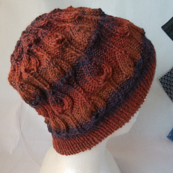 値下げしました～～！リーフ模様が可愛い、棒針編みの帽子！ 3枚目の画像