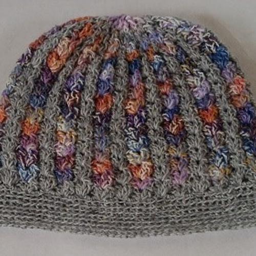 値下げいたしました～～！ かぎ針で編んだ、ストライプ帽子！ ニット帽